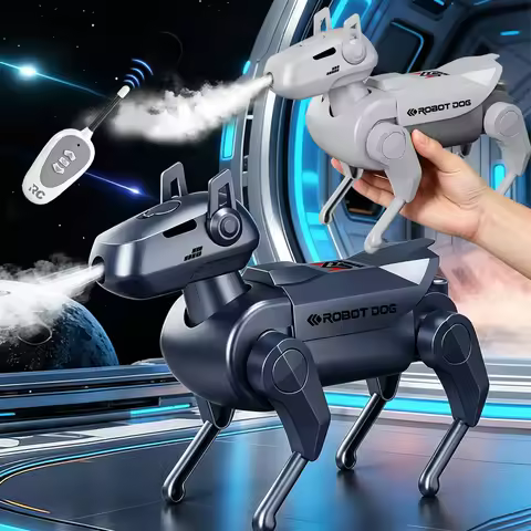 Remote Control Robot Toys, Mechanical Spray Dog Model Move Forward Backward One-click Spray Mini Rob