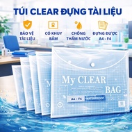 Clear Bag A4 document Bag, Stationery document cover, A4 button Bag, transparent F4 size,
