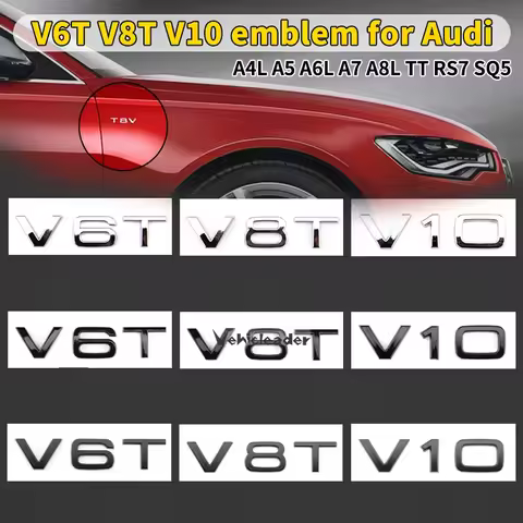 Letter Number Emblem V6T V8T V10 Car Styling Fender Side Rear Trunk Badge Logo Sticker for Audi A4L 