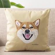 Nukko × Jubilee 合作 亞麻布抱枕套 寵物圖案 柴犬(Tsumugi)