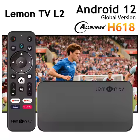 Lemon TV L2 Android 12 TV BOX Allwinner H618 Quad 4K WiFi6 Voice Remote Control YouTube Lemon TV App