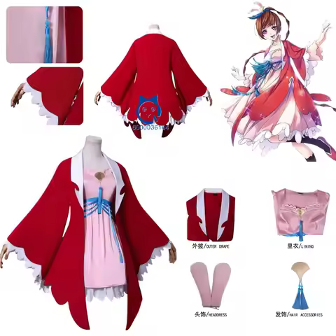 Hot Soul Land Cosplay Costume Anime Xiao Wu Role Playing Pink Dress Red Cloak for Women Adult Comic 