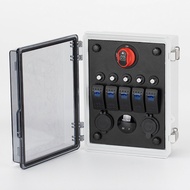 Brand new  5-Gang Marine Rocker Switch Breaker 12VDC USB Charger Voltmeter IP67 Waterproof Electrica