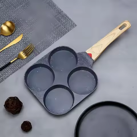 4 Hole Thickened Nonstick Egg Omelette Grilled Steak Cooking Pan Hamburger Bread Breakfast Maker Ind