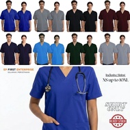 Medical Scrub Top | Doctor & Nurse Baju Scrub Uniform | Unisex Comfortable Fit