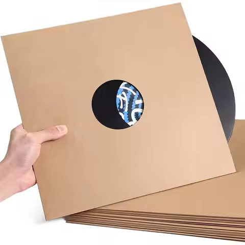 New Square 7/10 Inch Vinyl Records Sleeve Square Kraft Paper LP Vinyl Record Cover Reusable Record P