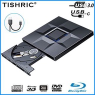 TISHRIC Blu Ray Type C/USB3.0 External CD And DVD Player Burner DVD/CD-RW External DVD Drive CD Writ