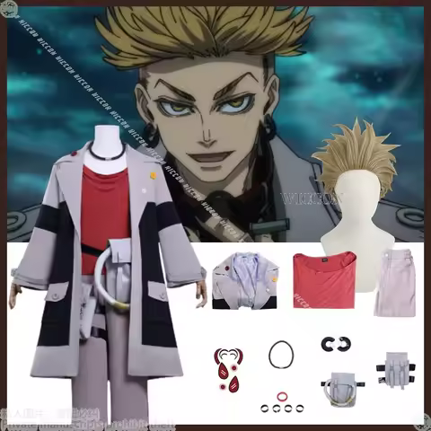 Anime GACHIAKUTA Cosplay Enjin Costume Battle Uniform Punk Y2k Coat Handsome Suit Wigs Earring Hallo