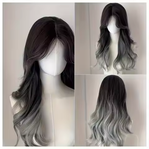 Fairy-Inspired Long Curly Synthetic Wig, Fashionable Gradient Color Long Curly Wig, Sweet Korean-Sty