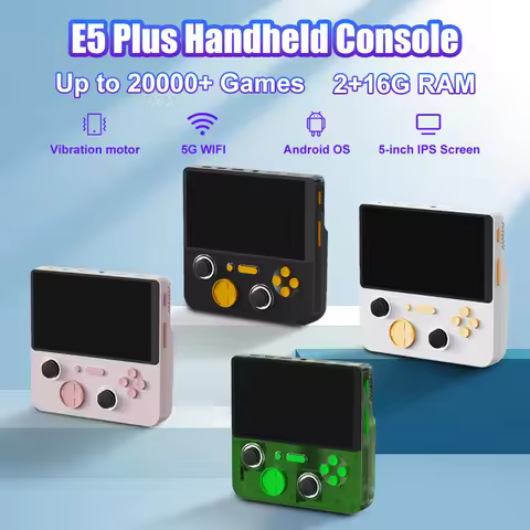 E5 Plus Handheld Game Console Game & Android Dual System 5-inch IPS Screen Video Game Player 2+16GB