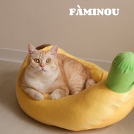 F Minou.bananan Pet Banana Boat Removable Washable Bed Cat Kennel Tunnel Sleeping Pad Dog Home Dog B