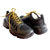 41號全新意大利Ferragamo黑色真皮拼接休閒波鞋 球鞋運動鞋散步鞋