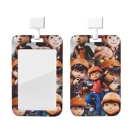 Boboiboy ID Badge Holder with Lanyard, Hard Plastic Key Card Work Badge Sleeve for Office, School, F