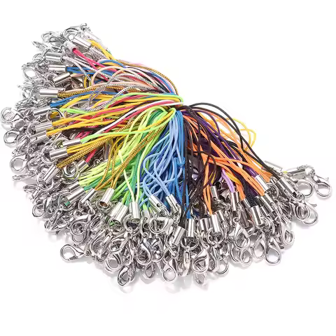 20/50pcs Golden Silvery Lobster Clasp Rope Keychain Lanyard Mobile Charm Keyring Bag Accessories Who