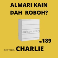 Chest Drawer 4 Tier (White) like IKEA | Almari 4 Tingkat ala IKEA (Putih) | Ready Stock Malaysia | F