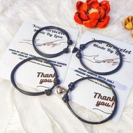 HITAM Ljp_ ACC||Magnet Love Couple Bracelet | Heart Magnet Couple Bracelet | 2mm Black Korean Strap 