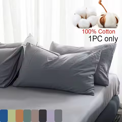 1pc 100% Cotton Brushed Pillowcase - Super Soft, Envelope Closure, 18.89x29.13in, Available in Multi
