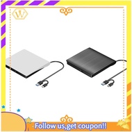 【W】External CD DVD +/-RW Drive, USB 3.0 &amp; USB-C Portable CD &amp; DVD ROM Burner Player Reader Writer Rewriter Disc Drive