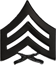 Marine Chevron Satin Gold Sergeant SGT E5 22K Black Metal Rank Pin On Pair