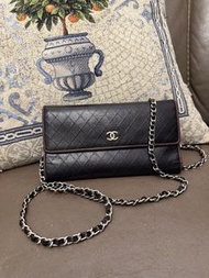 多年正版正貨商標門市現貨 Vintage chanel black wallet 黑色 銀包 已改裝 woc wallet on chain