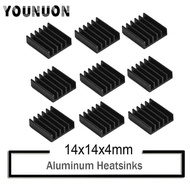 10Pcs YOUNUON Black 14X14x4mm Aluminum Heat Sink Heatsink, Electronic Chip Cook Radiator Coo
