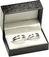 The Jewellery Pak Black Double Ring Box Luxury Textured Leatherette Exterior & Satin Top Material Co
