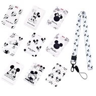 Disney Identification Card Holder Minnie Mouse Campus Hanging Neck Long Rope Card Holder Kawaii Black and White Card Protector