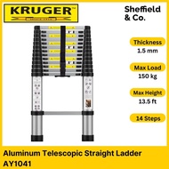 Kruger Aluminum Telescopic Single Side Straight Ladder, 14 Steps (4.1m / 13.5ft) | (AY1041)
