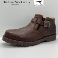 Kangaroo Men Premium Leather Slip-On Zip Mid Cut Vintage Boot Shoes Kasut Lelaki Kulit Boot 9091