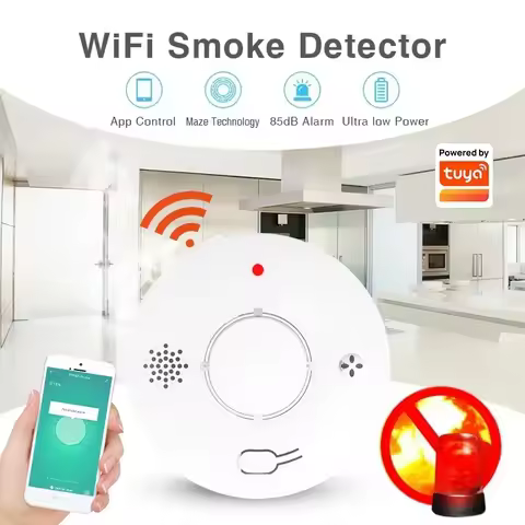Tuya WiFi Zigbee Smoke Alarm Fire Protection Smoke Detector Smokehouse Combination Fire Alarm Home S