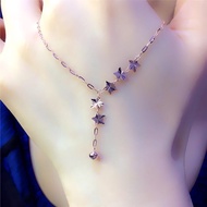 Russia 585 Purple Gold Ladies Plain Gold Lucky Star Necklace Clavicle Chain Rose Gold Niche Light Lu