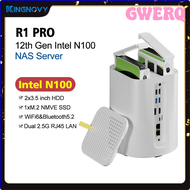 GWERQ 2-Bay NAS คอมพิวเตอร์ขนาดเล็ก R1 PRO 12th Gen Intel N100 DDR4เครือข่าย NVME เชื่อมต่อกับเซิร์ฟ