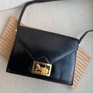 稀有中古包Vintage Celine 深棕馬車大方扣信封風琴包