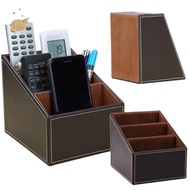 1 pcs PU Leather Remote Control Holder, Leather Remote Control Organizer Storage Box, Desktop Organi