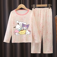 [Ship from Malaysia] baju tidur baby girl Bulk Discount Pajamas Girls' Long Sleeve Round-Neck KT Cat