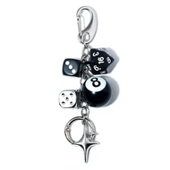1PCS Punk Black Dice No. 8 Billiards Keychain Y2K Lucky Dice Starburst Pendant Bag Charms Hangings O