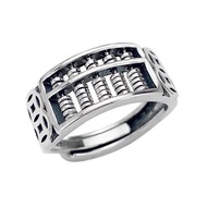 Anxiety Ring for Men Silver Rotatable Abacus Bead Cute Punk Goth Vintage Cool Ring Hip Hop Unique Adjustable Fidget Ring