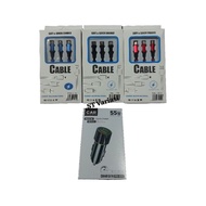 Car Charger Cable 3 in 1 55W Fast Charger Car Plug 3 Branches