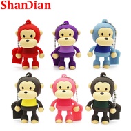 SHANDIAN Monkey USB Flash Drive 128GB Cartoon Pendrive 64GB Creative Gift Flashdrive 32GB Free Key C