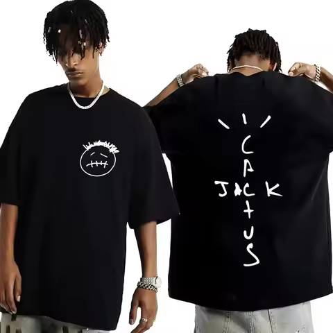 Fashion Hip Hop T Shirt Casual Short Sleeve T-shirt Rapper Cactus Jack Music Album Printed T Shirts 