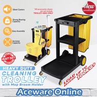 Heavy Duty Cleaning Trolley with Mop Broom Holder Multi Purpose Housekeeping Cleaner Janitor Cart Tr