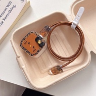 Sweet Spicy Black Leather Leopard Print kt Cat Suitable for Apple 40W Charger Protective Case 17prom