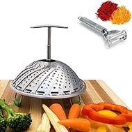 Kitchen Deluxe Vegetable Steamer Basket - With Extendable Handle - Fits Instant Pot Pressure Cooker 5, 6 Qt &amp; 8 Quart - 100% Stainless Steel - Accessories Include eBook + Peeler | For Instapot
