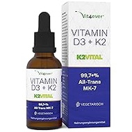 Vitamin D3 + K2 Drops 50 ml - Premium: 99.7+% All-Trans (Original K2VITAL® by Kappa) - Laboratory Tested 1000 IU Vitamin D3 per Drop (1700 Drops) - In MCT Oil - High Dose