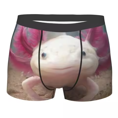 Smiling Leucistic Axolotl Boxer Shorts Men 3D Print Male Stretch Ambystoma Mexicanum Underwear Panti
