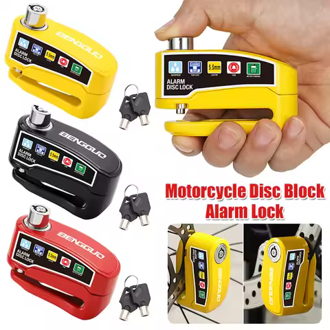 Motorcycle Disc Block Alarm Lock with 2 Key Bicycle Alarm Disc Brake Lock Electric Bike Locks for Sc