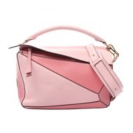 【二手】 LOEWE Puzzle Bag 中型兩用粉紅色皮革手提包，女士，二手 B