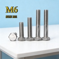 [FGH-GY] Hex Bolt Half threaded 201 Stainless Steel Screw Skru  Hexagon Head M6