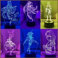 SY10 Genshin Impact Night Lights 3D Lamp Led Remote Anime Beelzebul Eula Kokomi Thoma Figure Lightin