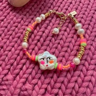 【熱賣】手繪 人像 鍍金 淡水珍珠手鍊 | Y2K 原創 時尚